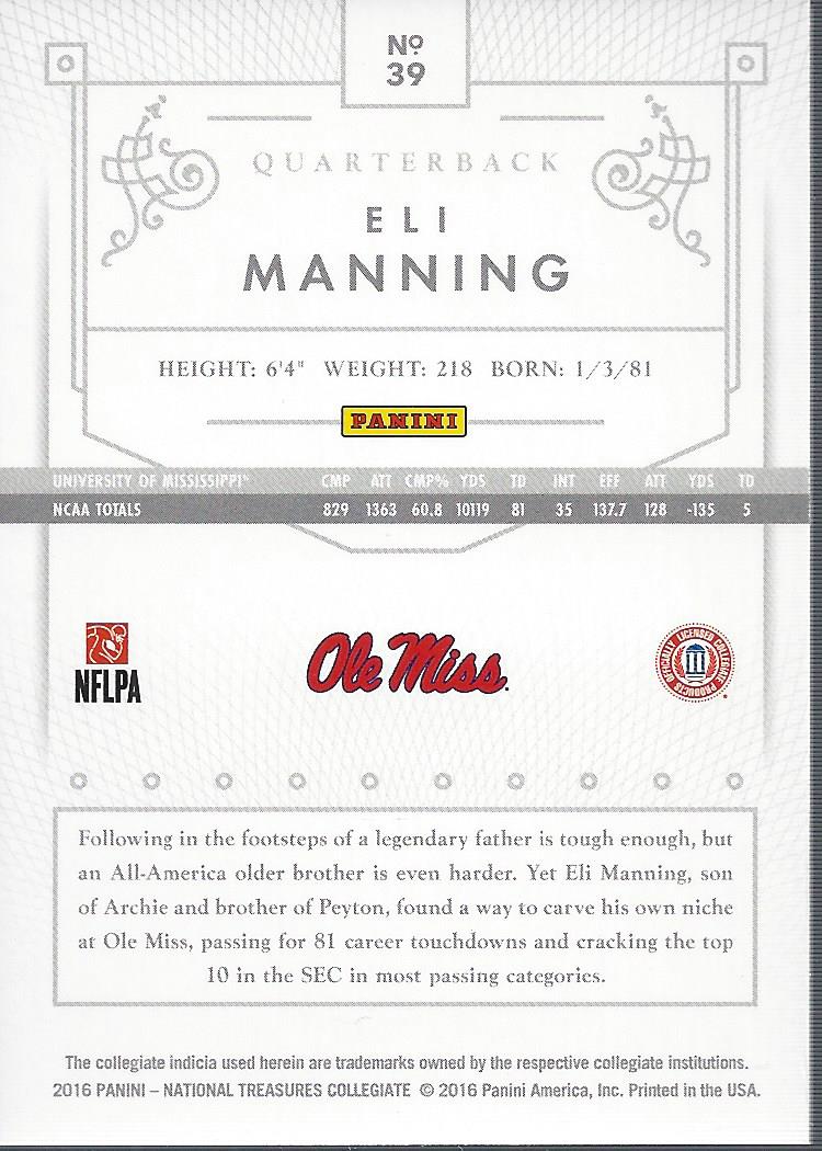 2016 Panini Treasures Collegiate Tarjeta de fútbol elige National