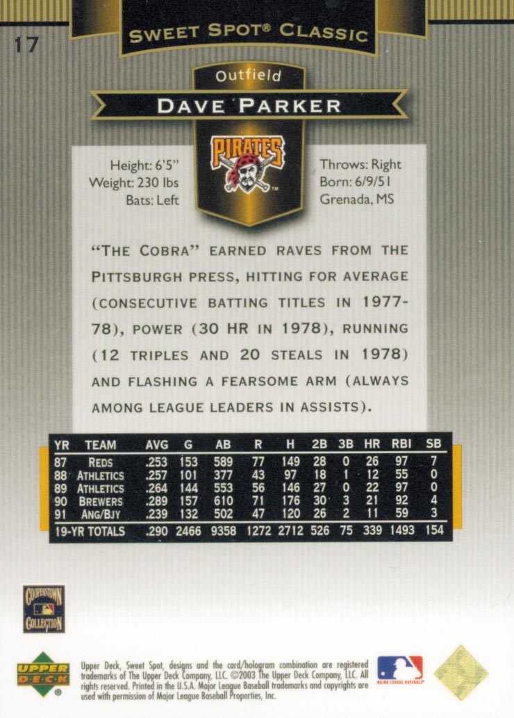 2003 Sweet Spot Classics Baseball Pick From List 