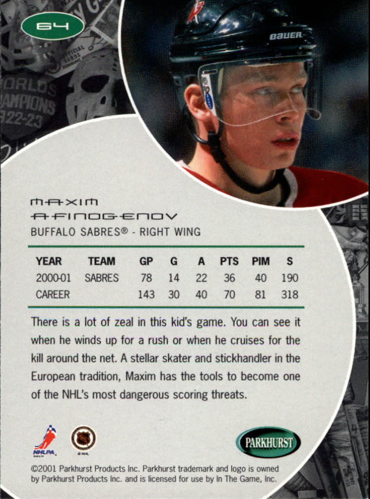 2001-02 Parkhurst Hk Card #s 1-250 +Rookies 10+ FREE SHIP A1627 - You Pick