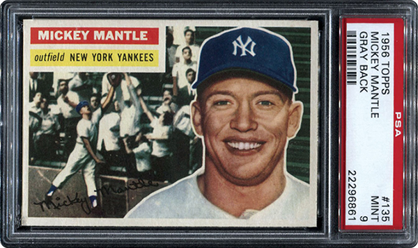 1956 Topps Mickey Mantle Gray Back PSA 9