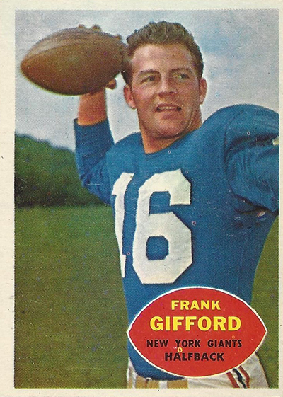 Lot - 1956 Topps #53 Frank Gifford New York Giants Football Card