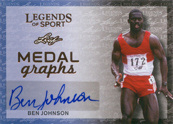 2015 Leaf Legends of Sport Medalgraphs Ben Johnson Autograph