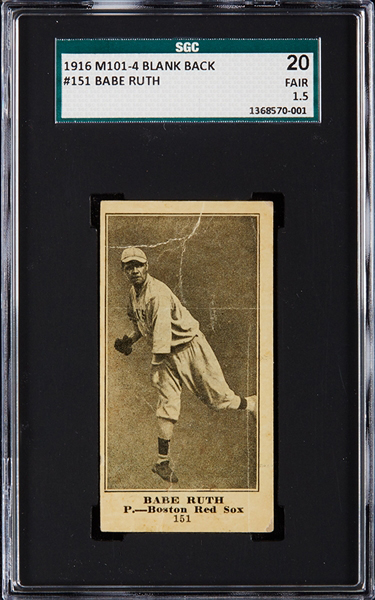 1916 M101-4 Blank Back Babe Ruth SGC 20
