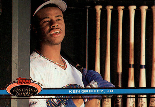 KEN GRIFFEY JR BACKWARDS HAT TOPPS STADIUM CLUB 1992 SEATTLE BASEBALL  CARD