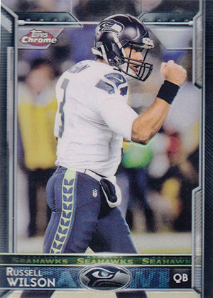 Russell Wilson 2015 Topps Chrome Green Refractor Football Card #15 Gra