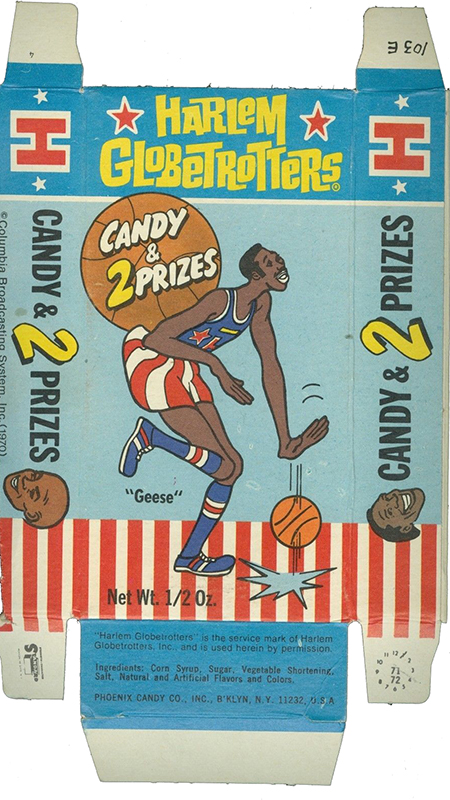 1971-72 Phoenix Candy Harlem Globetrotters Box Front