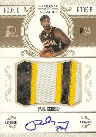 PAUL GEORGE 2010-11 NATIONAL TREASURES NBA GEAR DUAL 2 CLR JERSEY RC #D  31/99