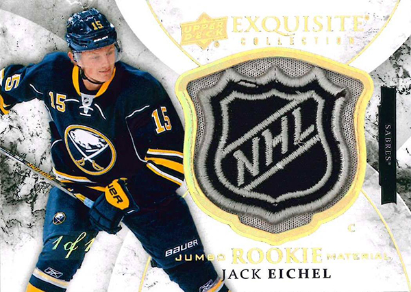 2015-16 Upper Deck Black Diamond Exquisite Jumbo Rookie Materials NHL Shield Jack Eichel