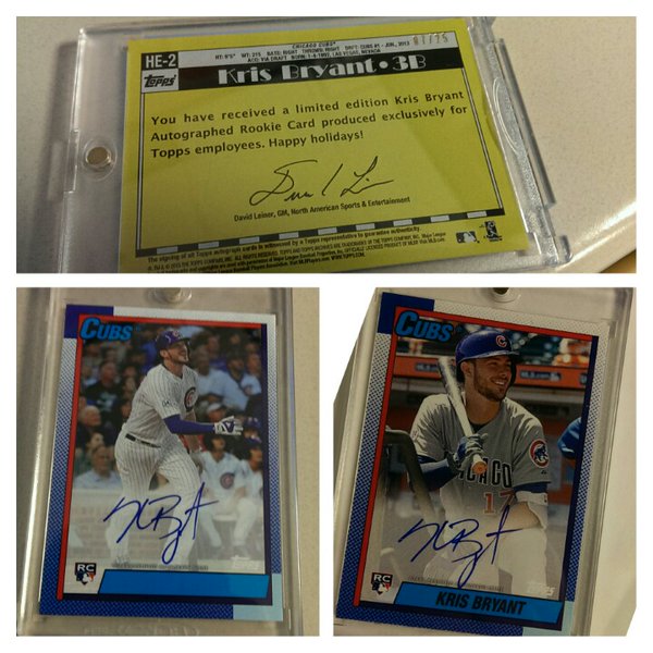 2015 Topps Employee Card Kris Bryant Autograph