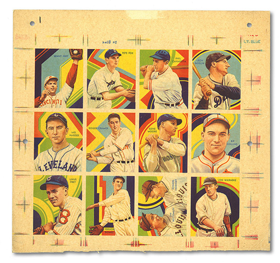 1936 R327 Diamond Stars Baseball Uncut Sheet