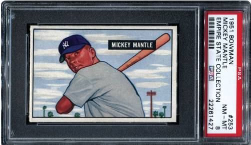 1951 Bowman Mickey Mantle PSA 8 Empire State Collection