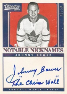 2012-13 Panini Classics Notable Nicknames Johnny Bower The China Wall