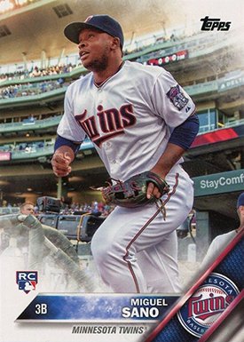 2016 Topps NOW 330 Miguel Sano Twins Rookie hits Tropicana Roof  8/7 ONLY 588 RC 