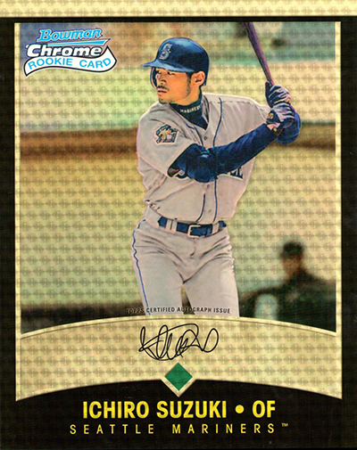 2016 Topps Authentics 2001 Bowman Chrome Superfractor Ichiro Suzuki Oversized