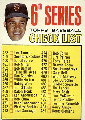 1967 Topps 454 Juan Marichal Checklist No Left Ear Showing