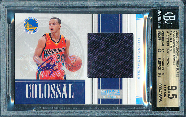 2009-10 National Treasures Colossal Materials Signatures BGS 95 Stephen Curry