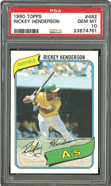 Rickey Henderson - 1980 Topps ROOKIE Baseball Card - Graded NM 9 - Oakland  A's