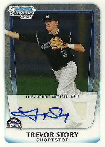 Trevor Story Colorado Rockies Autographed Topps White Majestic