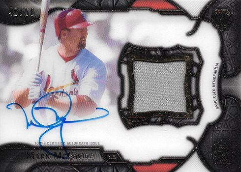 2016 Topps Tribute Baseball Cuts from the Cloth Autographed Relic Mark McGwire