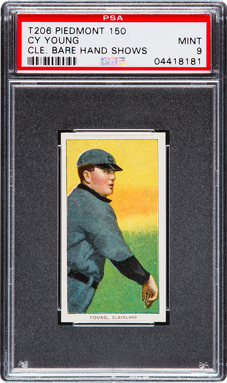 1909 T206 Piedmont Cy Young Bare Hand Showing PSA 9 450