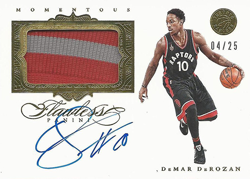 2015-16 Panini Flawless Basketball Momentous Patch Autograph DeMar Rozan