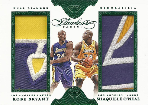 2015-16 Panini Flawless Dual Patch Koobe Bryant Shaquille ONeal Emerald