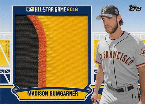 2016 Topps Update Series Baseball All-Star Stitches Jumbo Patch Madison Bumgarner