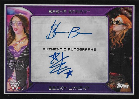 2016 Topps WWE Road to Wrestlemania Dual Autographs Sasha Banks Becky Lynch
