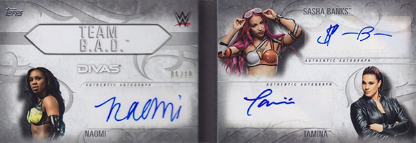 2016 Topps WWE Undisputed Triple Autograph Booklet Sasha Banks Naomi Tamina