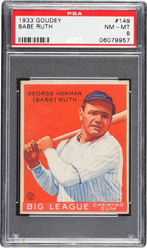 1933 Goudey Babe Ruth 149 PSA 8 Heritage Nov-2016