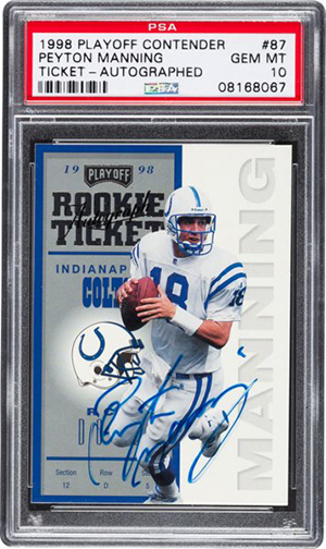 1998 Playoff Contenders Peyton Manning Rookie Ticket Autograph PSA 10
