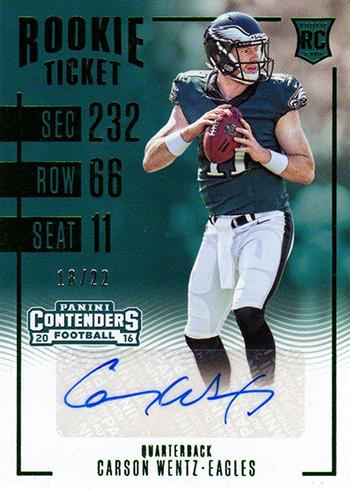 2016 Panini Playoff Football Contenders Preview Autograph Carson Wentz
