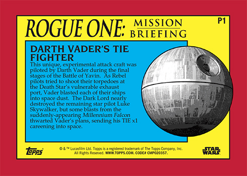 2016 Topps Star Wars Rogue One Mission Briefing P1 Reverse