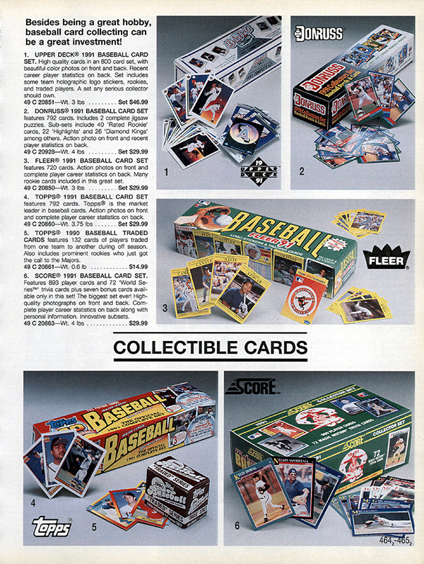 1991 Sears Christmas Catalog Baseball Cards
