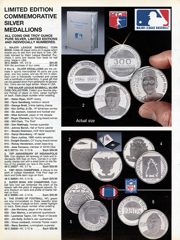 1991 Sears Christmas Catalog Medallions