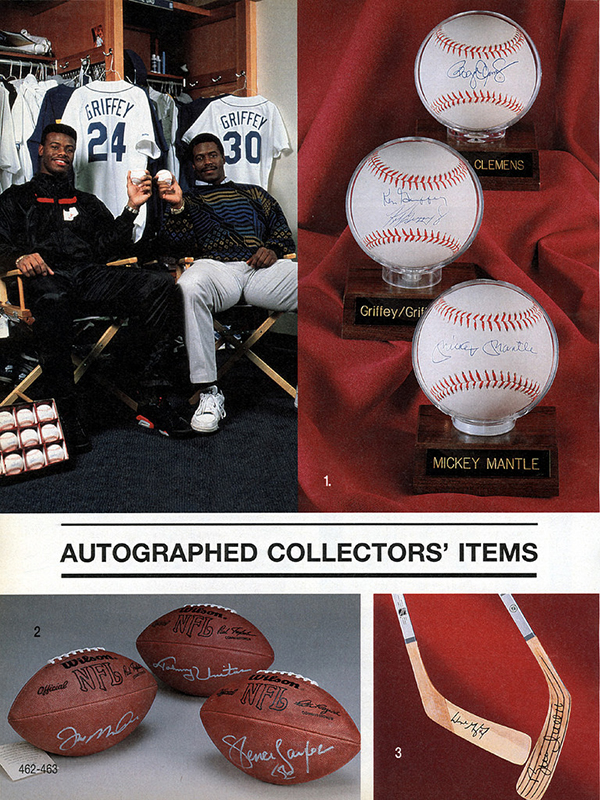 1991 Sears Christmas Catalog Signed Baseballs Football
