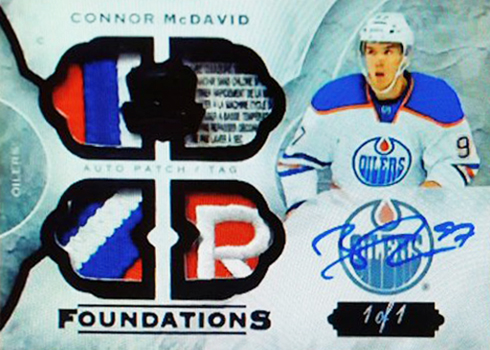 2015-16 Cup Connor McDavid Foundations Quad Tag Patch Autograph 15