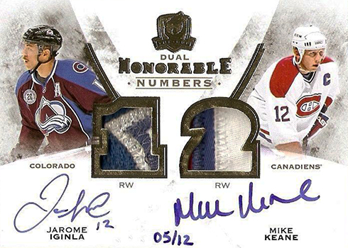 2015-16 Upper Deck The Cup Hockey Honorable Numbers Dual Autograph Patch Jarome Iginla Mike Keane