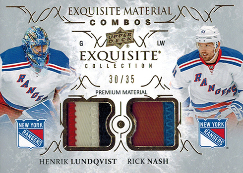 2016-17 Upper Deck Black Diamond Hockey Exquisite Material Combos Lundqvist Nash