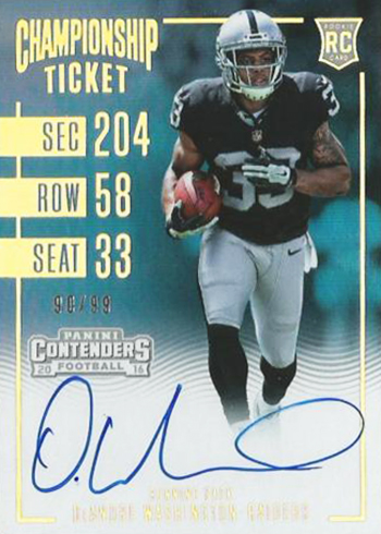 2016 Contenders Football Rookie Ticket RPS Championship DeAndre Washington