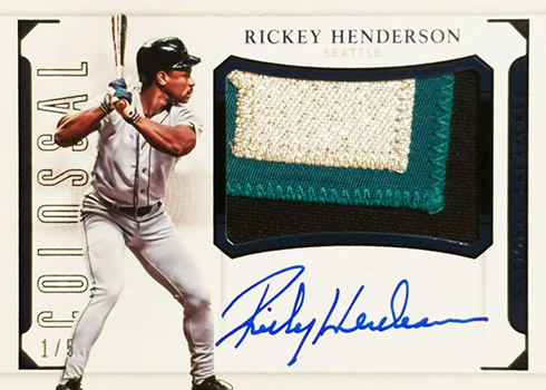 2016 National Treasures Baseball Colossal Signatures Patch Black Rickey Henderson