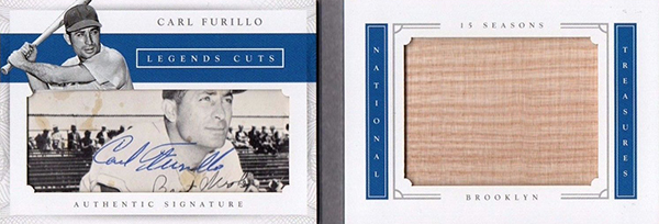 2016 National Treasures Baseball Legends Cut Materials Bat Carl Furillo