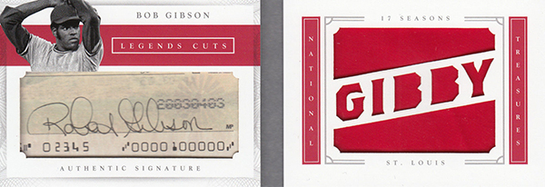 2016 National Treasures Baseball Legends Cut Materials Nicknames Bob Gibson