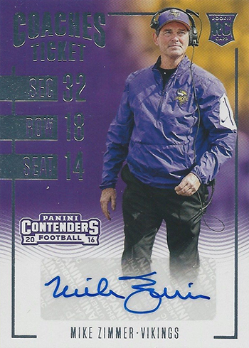 2016 Contenders Football Coaches Ticket Mike Zimmer
