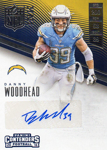 Danny Woodhead 2016 Panini Spectra Vested Veterans Jersey Auto Green #d  18/25