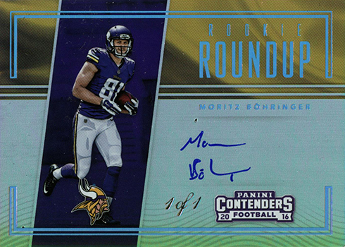 2016 Panini Contenders Football Rookie Roundup Autographs Platinum Moritz Bohringer