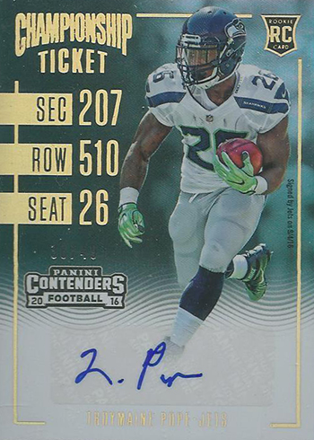 2016 Panini Contenders Football Rookie Ticket Championship Autograph Troymaine Pope