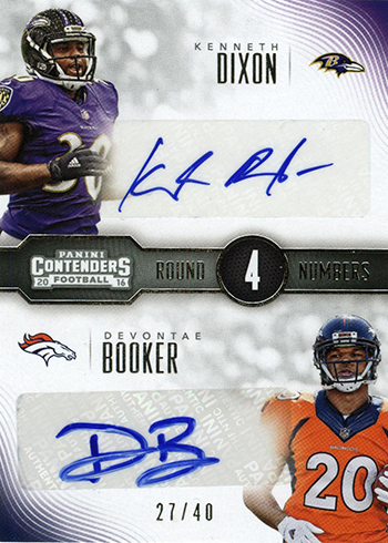 2016 Panini Contenders Football Round Numbers Dual Autographs Kenneth Dixon Devontae Booker