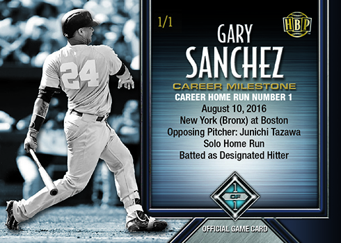 2017 Honus Bonus Baseball Career Milestones Gary Sanchez