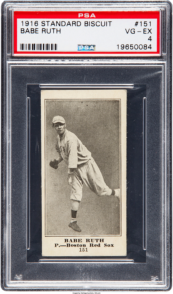 fænomen Kælder Blind tillid 1916 Standard Biscuit Babe Ruth Baseball Card Tops $285,000